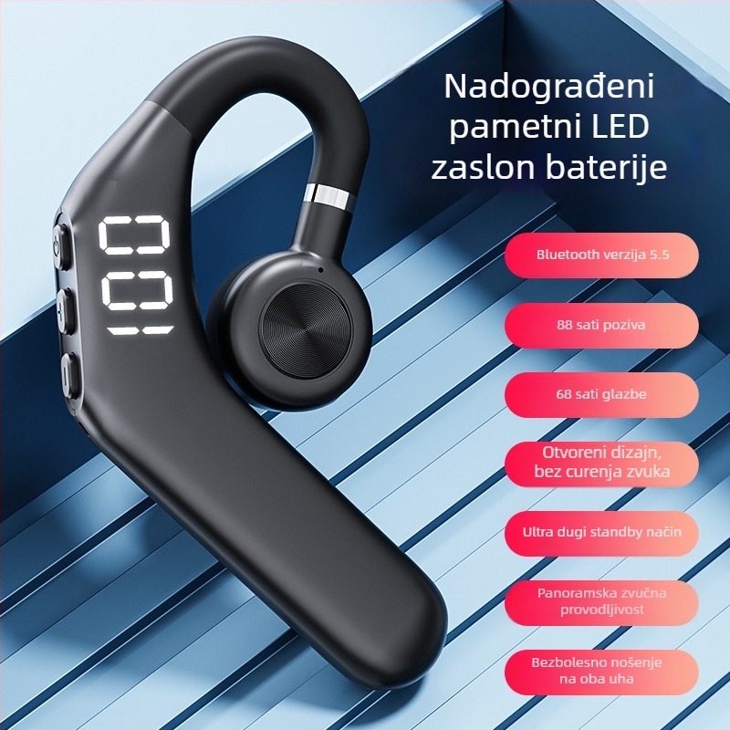 Privatni model V49: bežične slušalice s prijenosom zraka i koštanom vodljivošću, nisu u uhu, Bluetooth, za sport, dugotrajna baterija, funkcija poziva