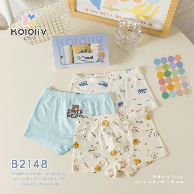 Modal dječje bokserice, 3 komada u pakiranju, unisex