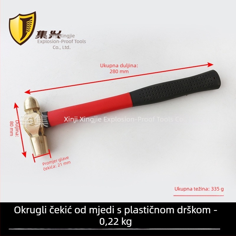 Mesingani čekić s plastičnom drškom, ručni čekić s okruglom glavom, 0,22-1,36 kg
