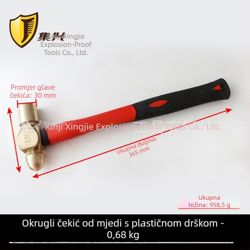 Mesingani čekić s plastičnom drškom, ručni čekić s okruglom glavom, 0,22-1,36 kg