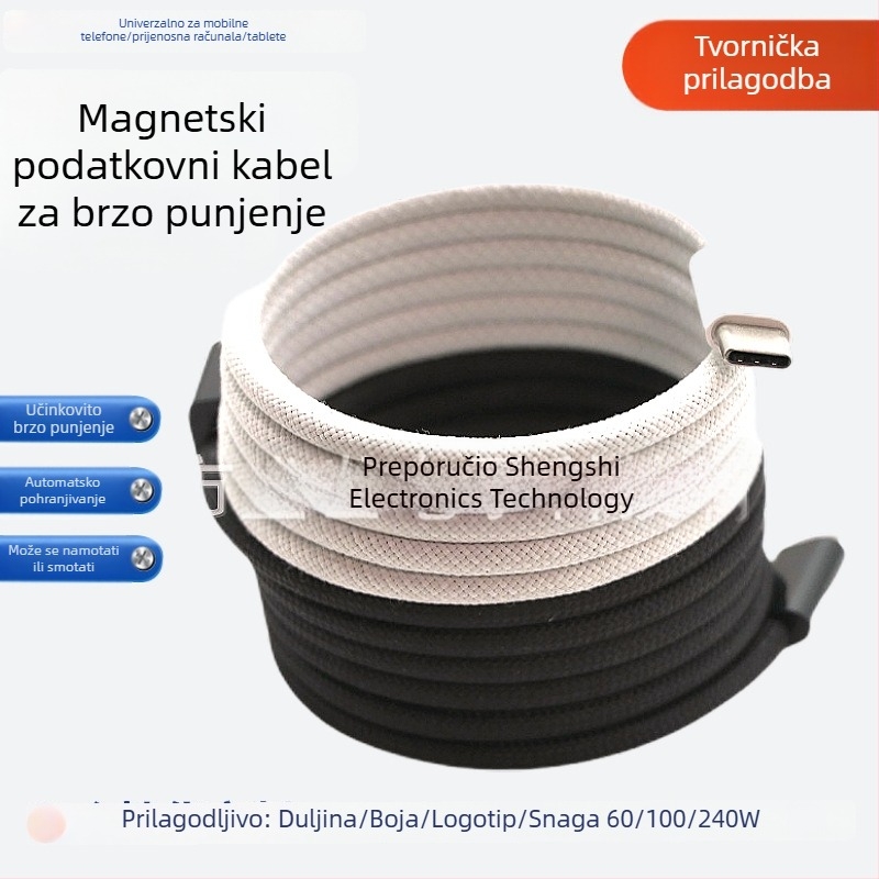 Magnetski kabel za punjenje s ugrađenim spremnikom za pohranu — USB Type-C i Lightning, za Android uređaje, Huawei iPhone 16