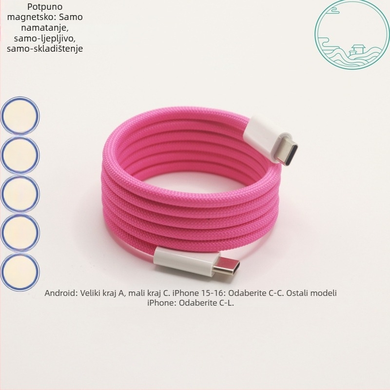 Magnetski kabel za punjenje s ugrađenim spremnikom za pohranu — USB Type-C i Lightning, za Android uređaje, Huawei iPhone 16