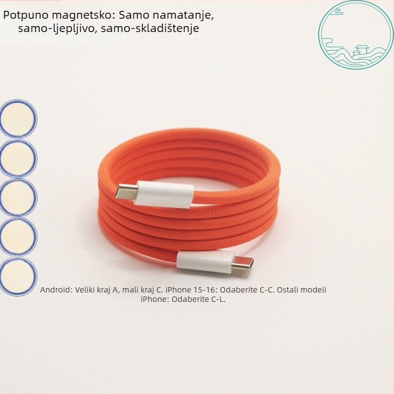 Magnetski kabel za punjenje s ugrađenim spremnikom za pohranu — USB Type-C i Lightning, za Android uređaje, Huawei iPhone 16