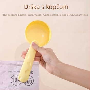 Žlica za hranu mačaka i psa s dugom drškom, mjernom žlicom sa zatvaračem, pribor za hranjenje
