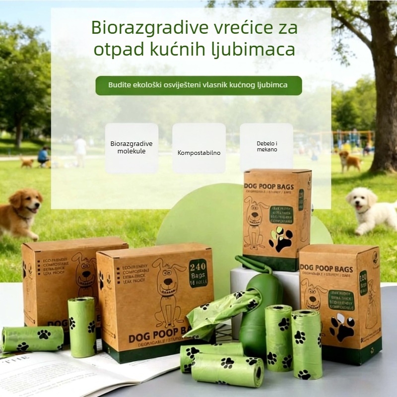 Biološki razgradive vrećice za pseći izmet, od kukuruznog škroba, jednokratne, u rolni