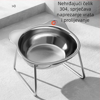 Posuda za kućne ljubimce od nehrđajućeg čelika 304 s podignutom stalkom za potporu vrata, protiv prevrtanja, zdjela za hranu i vodu za mačke i pse