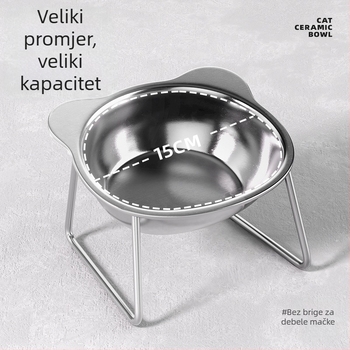 Posuda za kućne ljubimce od nehrđajućeg čelika 304 s podignutom stalkom za potporu vrata, protiv prevrtanja, zdjela za hranu i vodu za mačke i pse