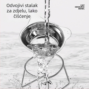 Posuda za kućne ljubimce od nehrđajućeg čelika 304 s podignutom stalkom za potporu vrata, protiv prevrtanja, zdjela za hranu i vodu za mačke i pse