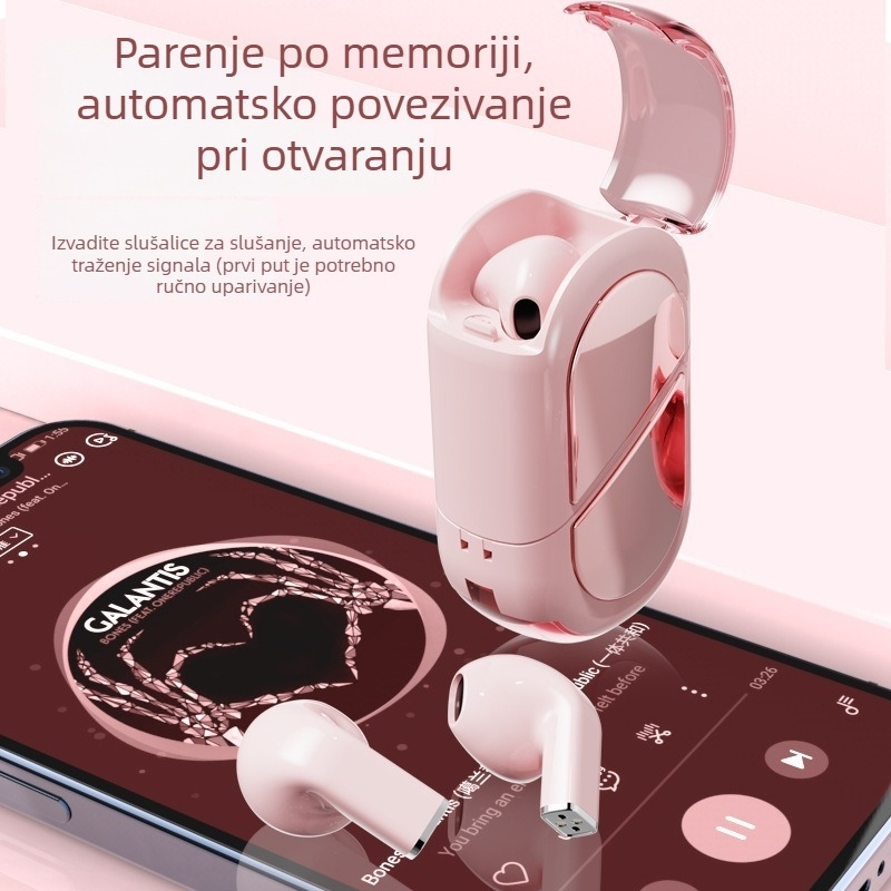 K520 Bluetooth slušalice s rotirajućim srcolikim dizajnom za parove, TWS 5.3, bežične za sport i igre s niskom latencijom