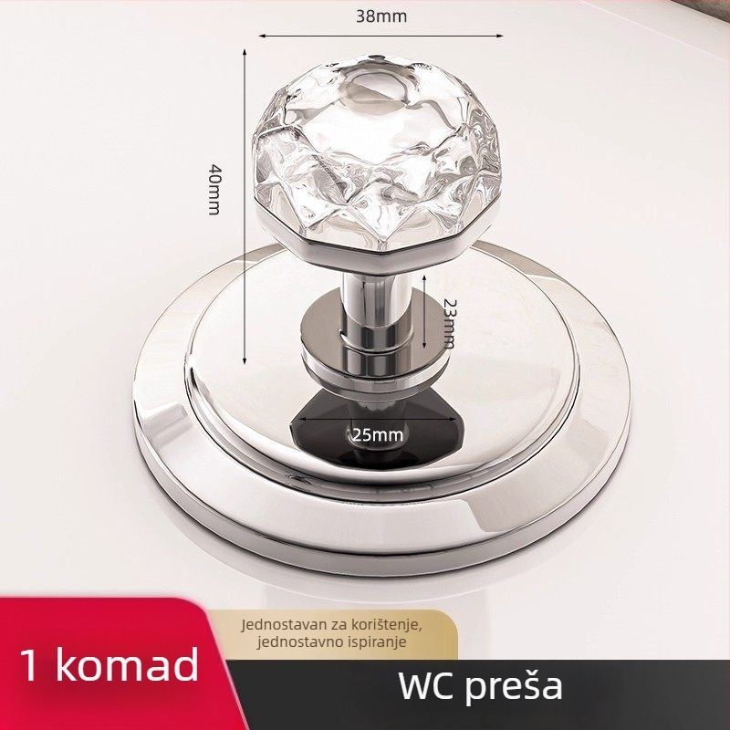 Diamantni gumb za ispiranje WC-a – univerzalni dodatak za spremnik vode, kupaonica, pogodan za duge nokte