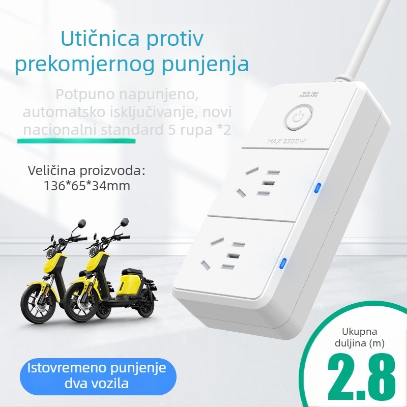 Pinhe zaštita napajanja električnog vozila s automatskim isključivanjem radi sprječavanja preopterećenja, 220V pametni vremenski programirani produžni utikač
