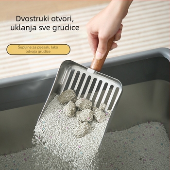 Višenamjenska lopatica od nehrđajućeg čelika za mačji pijesak s finim otvorima, veliko metalno sredstvo za pijesak