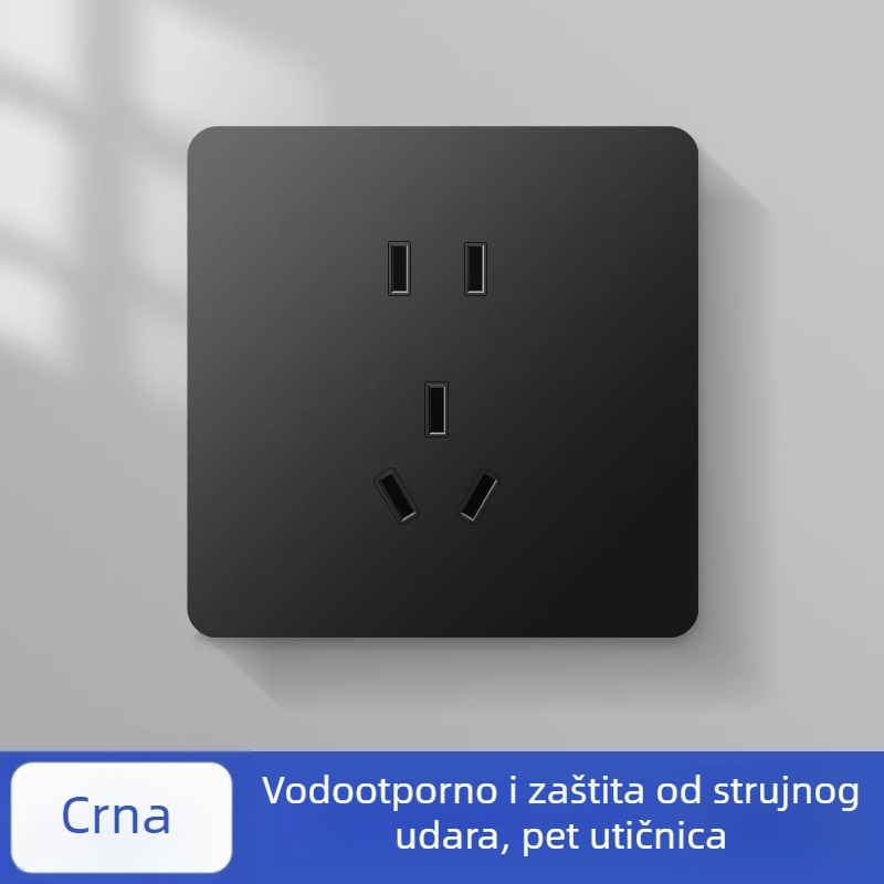 Vodootporan panel utičnica s pet otvora, 10A, kupaonica, pametni WC s grijačem vode; zaštita od prskanja i elektrošoka.