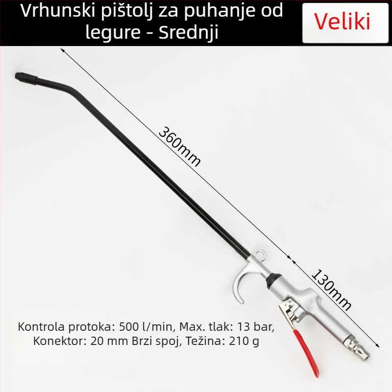 Moćni pneumatski pištolj za čišćenje s produženom mlaznicom za prašinu