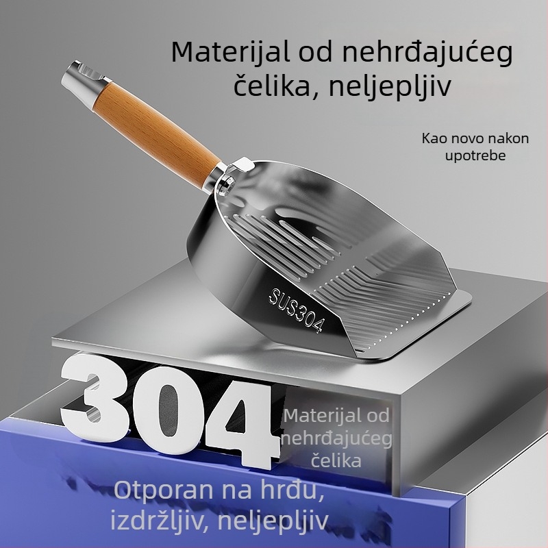 Lopatica od nehrđajućeg čelika za mačji toalet, dvostruka namjena, s finom mrežicom