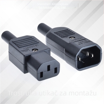 AC priključak za napajanje, IEC pin-tip, UL potvrđeno, 10A/15A, trožilni C13-C14, samostalno sastavljen