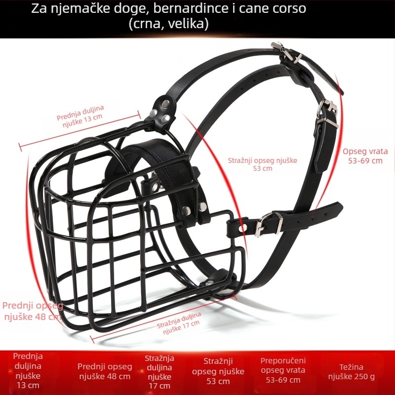 Metalna pseća maska za velike pse – trening, sprječava ugrize i nekontrolirano jedenje