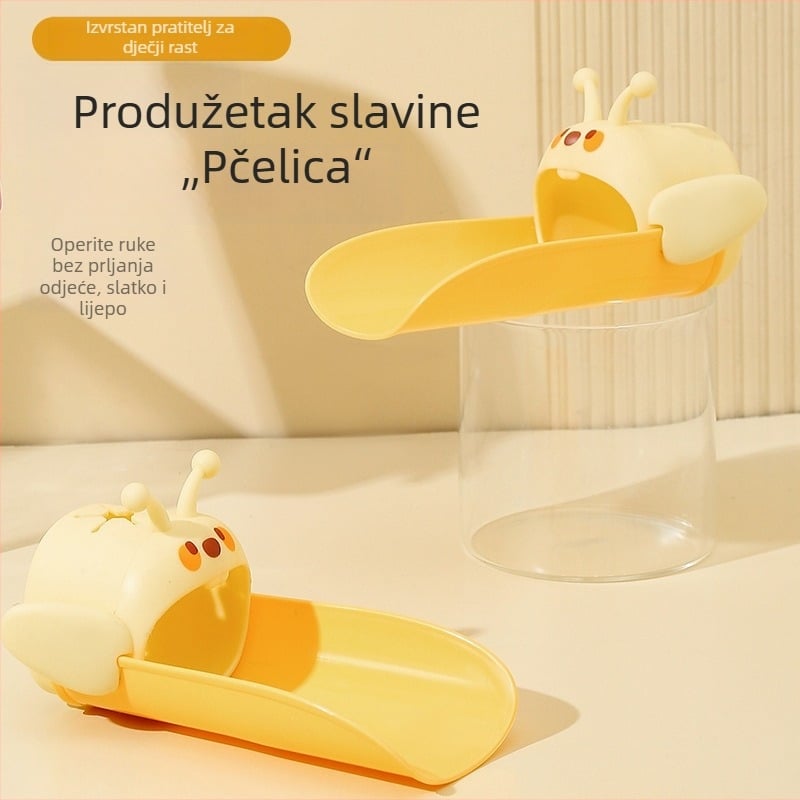 Produživač slavine za djecu i bebe s dugim silikonim izlazom, crtani vodeni vodič i zaštita od prskanja