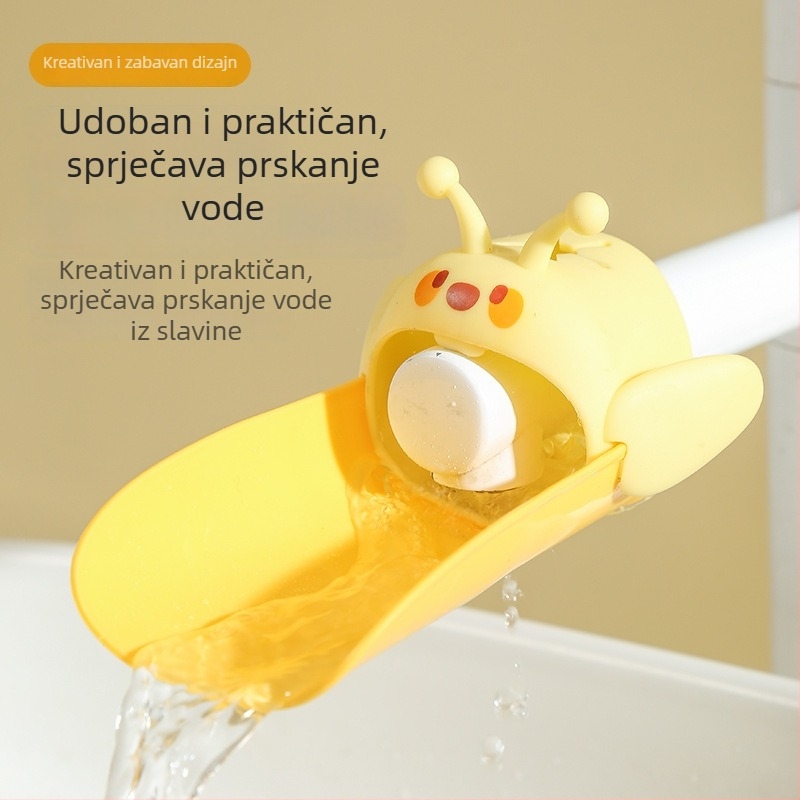 Produživač slavine za djecu i bebe s dugim silikonim izlazom, crtani vodeni vodič i zaštita od prskanja