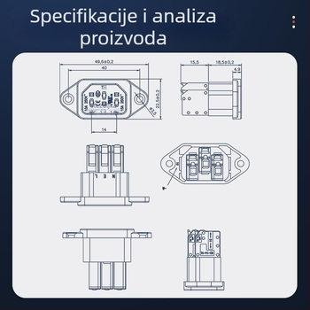Brza spojna utičnica s poklopcem za prašinu, bez zavarivanja, muški kontakt, brzo napajanje, navojni otvor s poklopcem za prašinu