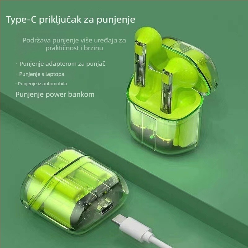 YX06 Prozirne gaming Bluetooth slušalice, HD pozivi, Dugo trajanje baterije, Bežične TWS slušalice