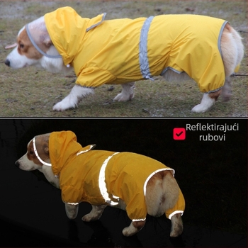 Vodootporna jakna za pse, kratka verzija, reflektirajući detalji, cjeloviti kombinezon za male pse (Corgi)