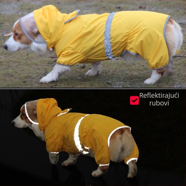 Vodootporna jakna za pse, kratka verzija, reflektirajući detalji, cjeloviti kombinezon za male pse (Corgi)