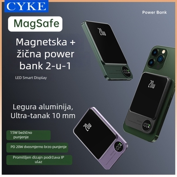 Q9 magnetska bežična vanjska baterija, 15W, aluminijskog legure, ultra-tanka, digitalni zaslon, 10000mAh