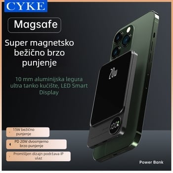 Q9 magnetska bežična vanjska baterija, 15W, aluminijskog legure, ultra-tanka, digitalni zaslon, 10000mAh