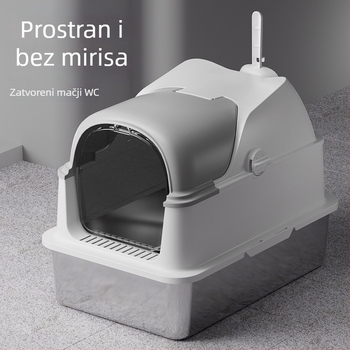 Potpuno zatvorena kutija za mačji pijesak, ekstra velika, protiv rasipanja, pogodna za mačiće i velike mačke, kontrola mirisa