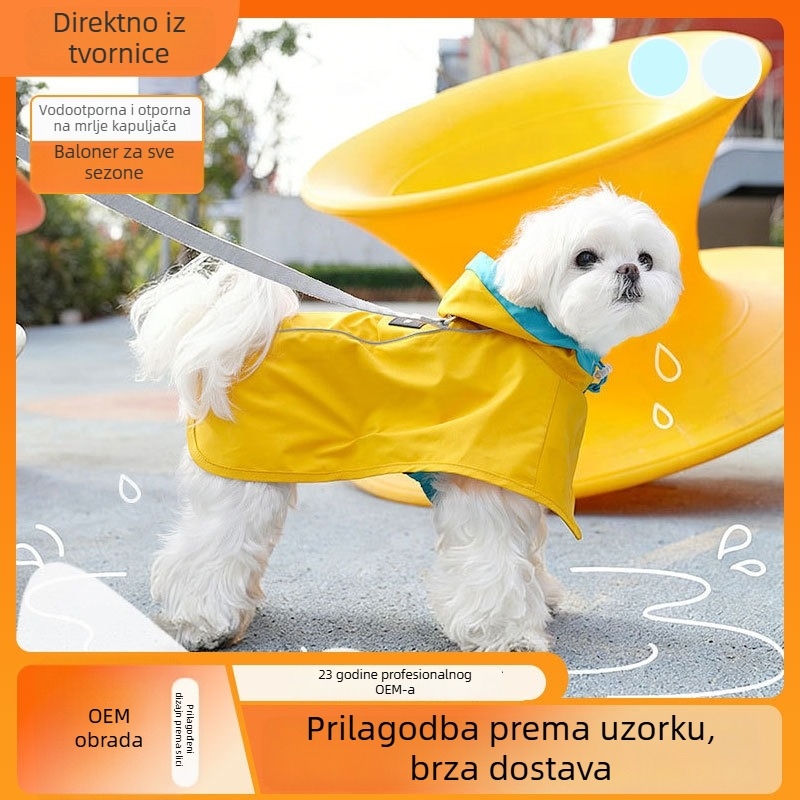 Jakna za pse malih veličina, sve sezone, kapucnasti kaput bez rukava, zaštita trbuha, vodootporna, otporna na prljavštinu, s priključkom za povodac