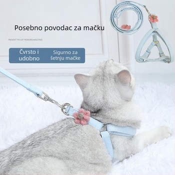 Kaiš i prsluk za mačke za šetnju na otvorenom s pletenim cvjetnim uzorkom