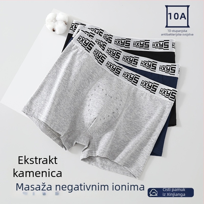 Poklon kutija: muške pamucne gaće, antibakterijske 10A, masažne čestice, ekstrakt ostrige, negativni ioni