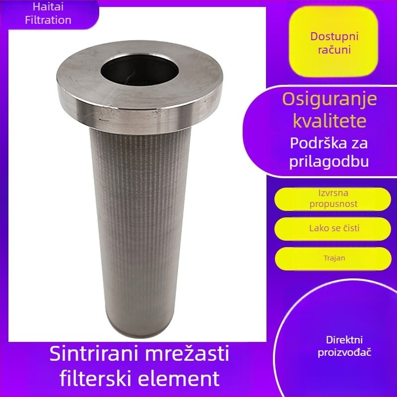 Filtrirani element od nehrđajućeg čelika s sinteriranim mrežastim filterom za filtriranje zraka u hidraulnim uljima i brodskoj industrijskoj opremi, višeslojna filtracija.