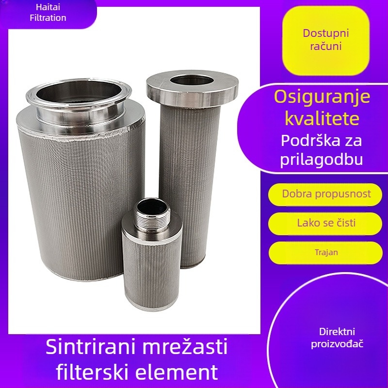 Filtrirani element od nehrđajućeg čelika s sinteriranim mrežastim filterom za filtriranje zraka u hidraulnim uljima i brodskoj industrijskoj opremi, višeslojna filtracija.
