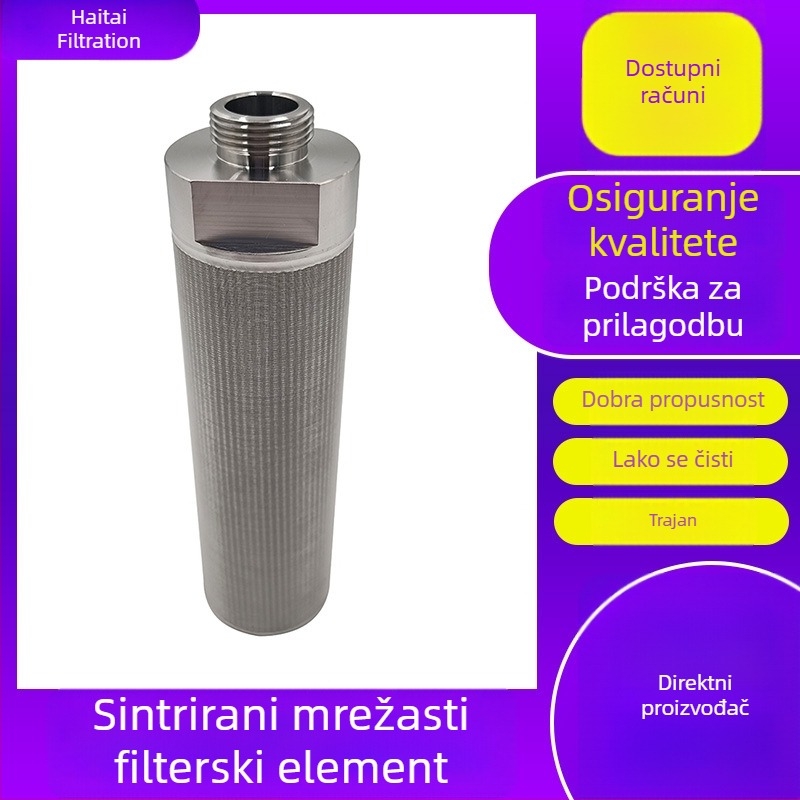 Filtrirani element od nehrđajućeg čelika s sinteriranim mrežastim filterom za filtriranje zraka u hidraulnim uljima i brodskoj industrijskoj opremi, višeslojna filtracija.
