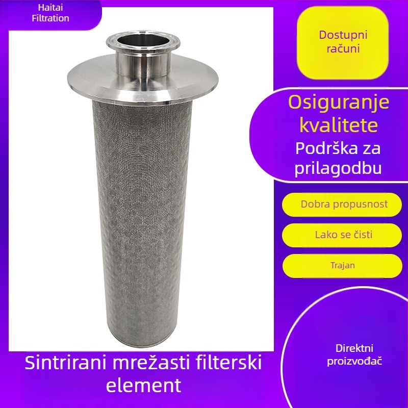 Filtrirani element od nehrđajućeg čelika s sinteriranim mrežastim filterom za filtriranje zraka u hidraulnim uljima i brodskoj industrijskoj opremi, višeslojna filtracija.