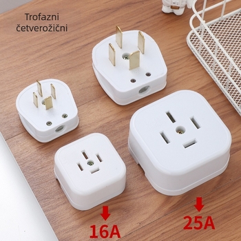 Industrijska električna utičnica tipa 86, 25A, trofazni četveropolni utikač, četiri pina, za zidni klima uređaj, izdržljiva