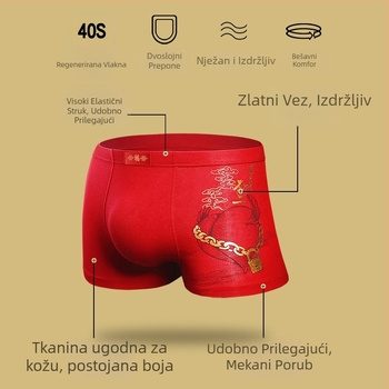 Muške bokserice od modalnog materijala, crvene s tiskom zlatne folije, svadbeno izdanje, u poklon kutiji
