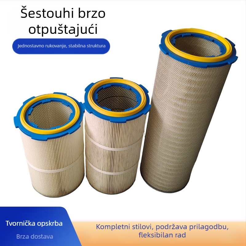 Industrijski filter prašine, element filtera sa šest brzih otpuštanja, otporan na plamen filtrirajući kartridž
