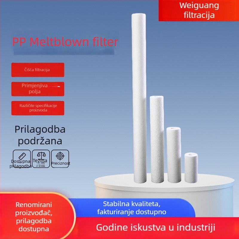 Melt-blown PP filter element za uređaje za pročišćavanje vode, dostupne veličine 5, 10, 20 i 40 inča, dug životni vijek; otporan na alkalne, kiseline i toplinu