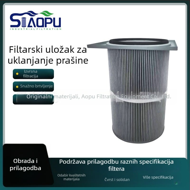 Antistatički filter prašine – kartridž 370×370, tip prirubnice, kvadratni držač, poliestersko vlakno