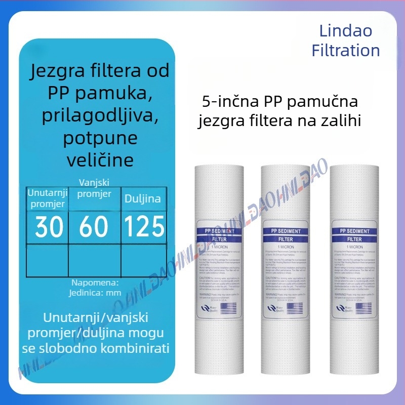 5-inčni filter element od PP pamuka s visokim protokom, meltblown predfiltracijom za filtriranje hladne vode