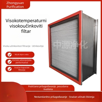 Visokotemperaturni visokoučinkoviti filter, W-tip protoka zraka, prašno-zaštićeni čisti zrak, s/bez pregrade, visokotemperaturni filtrni element