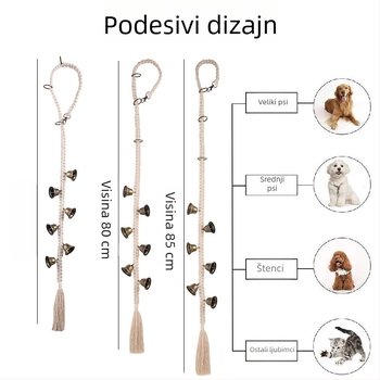 Zvonjava za vrata za pse s visećim trening zvonom i pletenim užetom