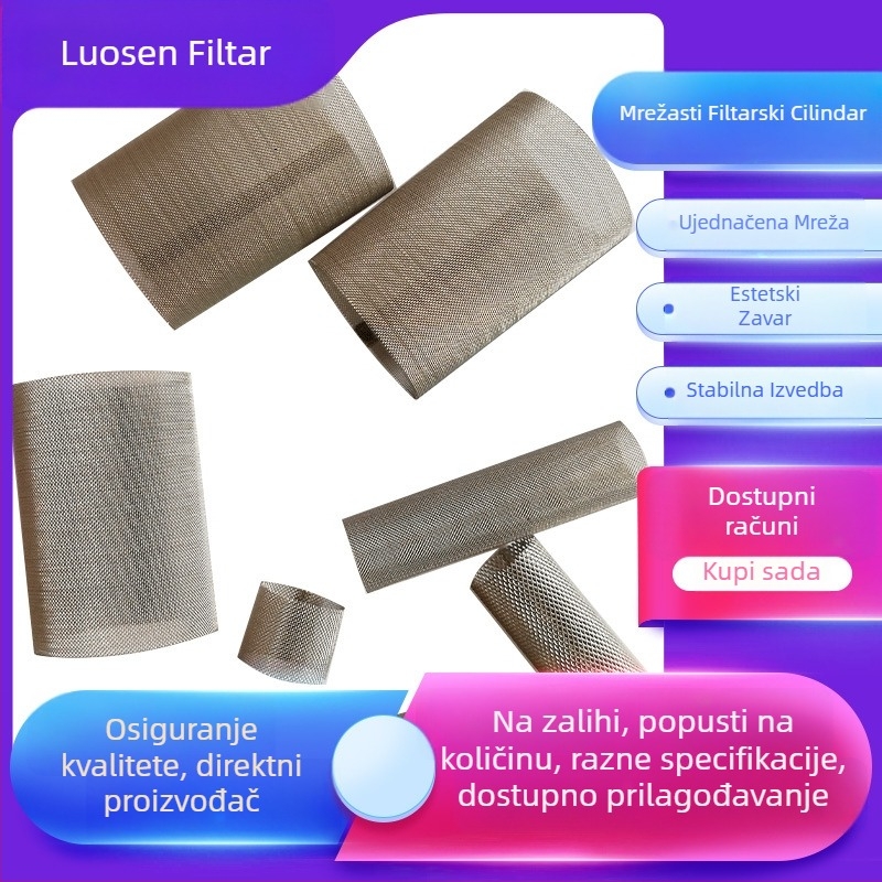 Nehrđajući čelični cijevni filter s tkanom mrežom, filtrni element i središnja cijev