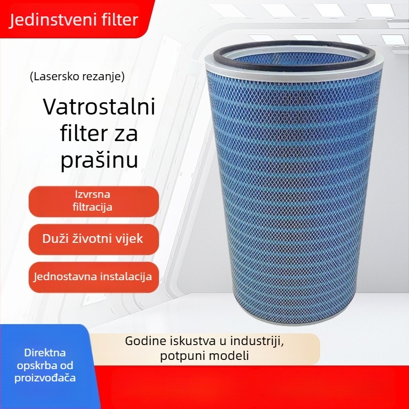 Industrijske vatrootporne filter kartrige za uklanjanje prašine u radionicama, dim od zavarivanja i brušenja, plavo vatrootporna plazma rezanje; filtracijski elementi za uklanjanje prašine od zavarivanja.