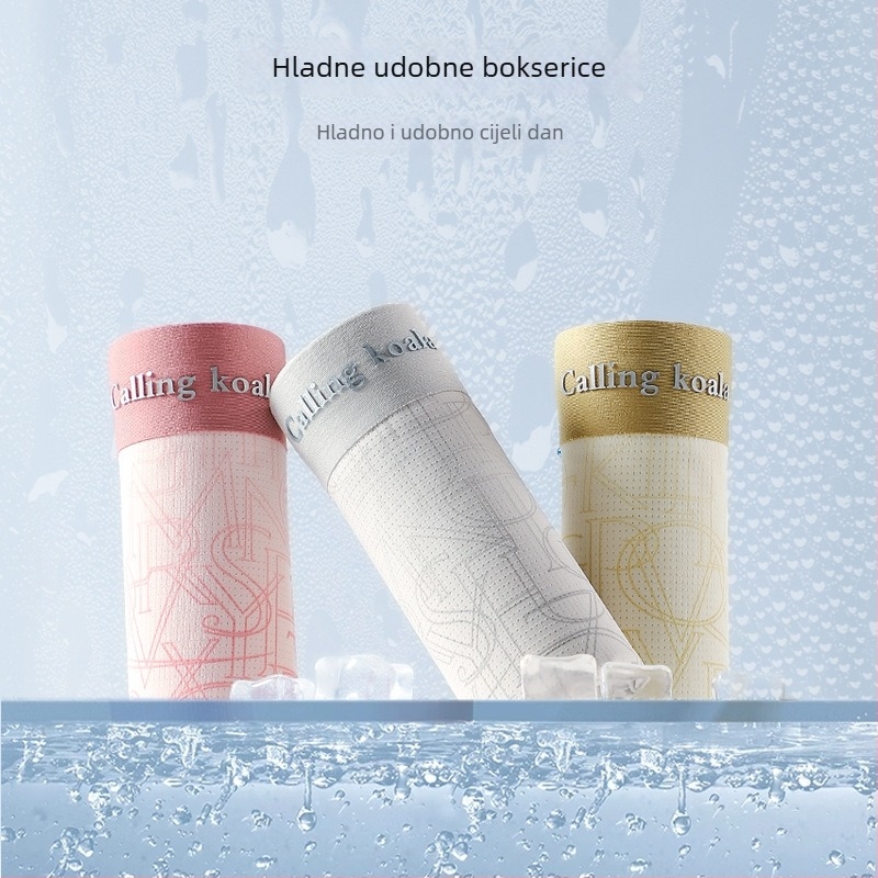 Muške boxerice od ice silk, prozračne, antibakterijske, s pamukom u preponi, srednji pojas