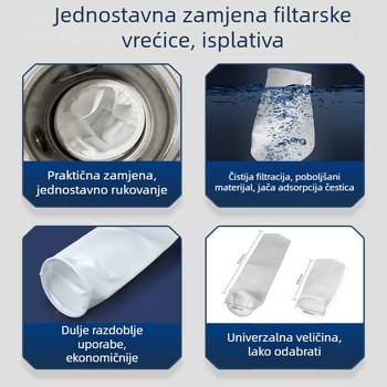 Vrećasti filtr od nehrđajućeg čelika 304 za industrijsku otpadnu vodu i sediment, predfiltr benzin i dizel, visok protok, precizan filter