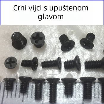 M4.0 Crni vijak s utisnutom glavom za vrata s aluminijskim okvirom, uzak rub, skriveni donji šarnir staklenih vrata
